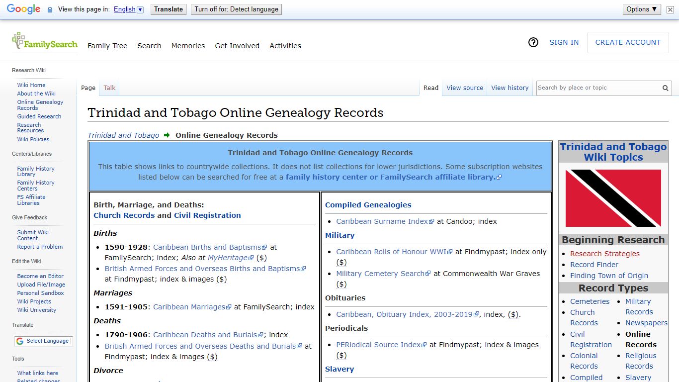 Trinidad and Tobago Online Genealogy Records • FamilySearch